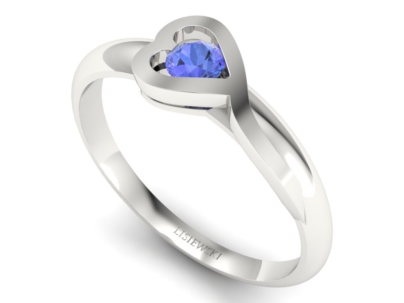 Złoty pierścionek z tanzanitem białe złoto - p16178bt - 3