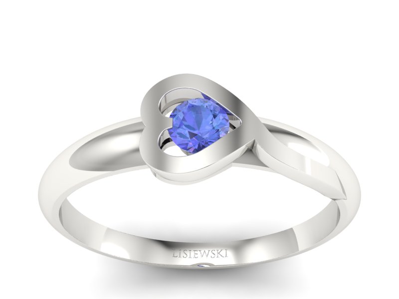 Złoty pierścionek z tanzanitem białe złoto - p16178bt - 1