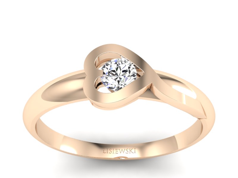 Złoty pierścionek z brylantem różowe złoto - p16178c - 1