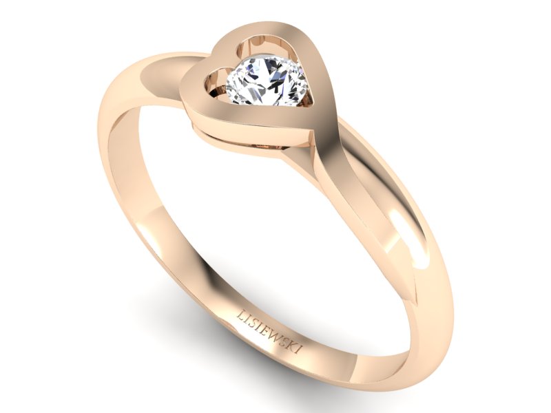 Złoty pierścionek z brylantem różowe złoto - p16178c - 3
