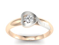 Pierścionek z brylantem różowe i białe złoto - p16178cb