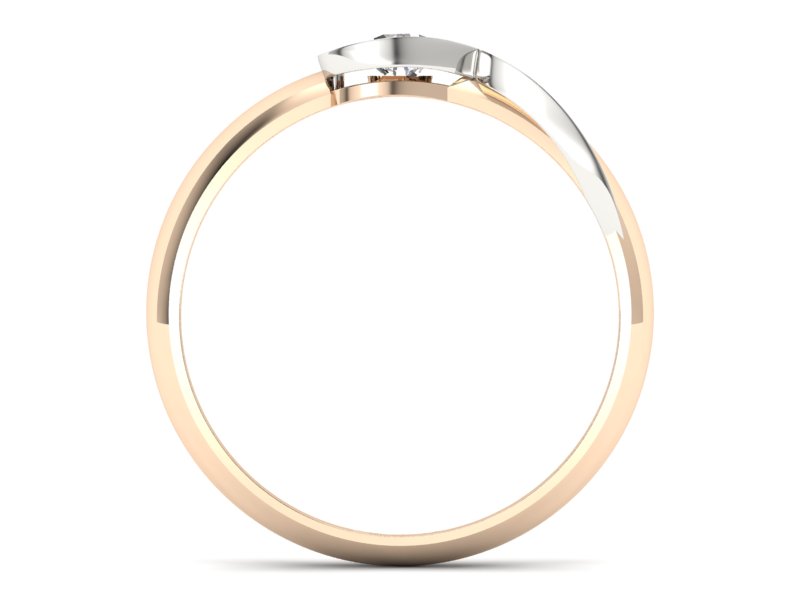 Pierścionek z brylantem różowe i białe złoto - p16178cb - 2