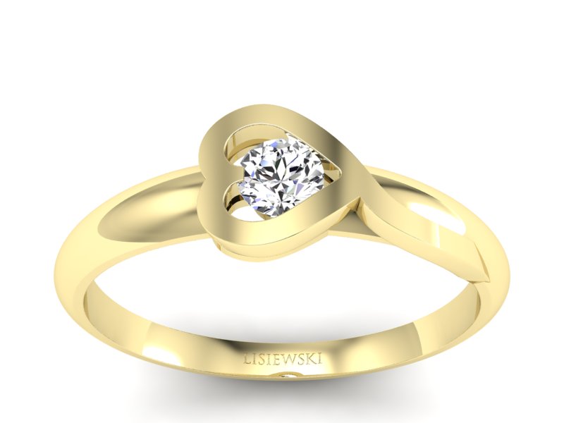 Złoty pierścionek z brylantem żółte złoto - p16178z - 1