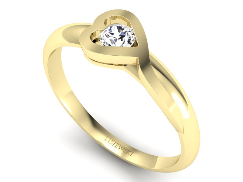Złoty pierścionek z brylantem żółte złoto - p16178z - 3