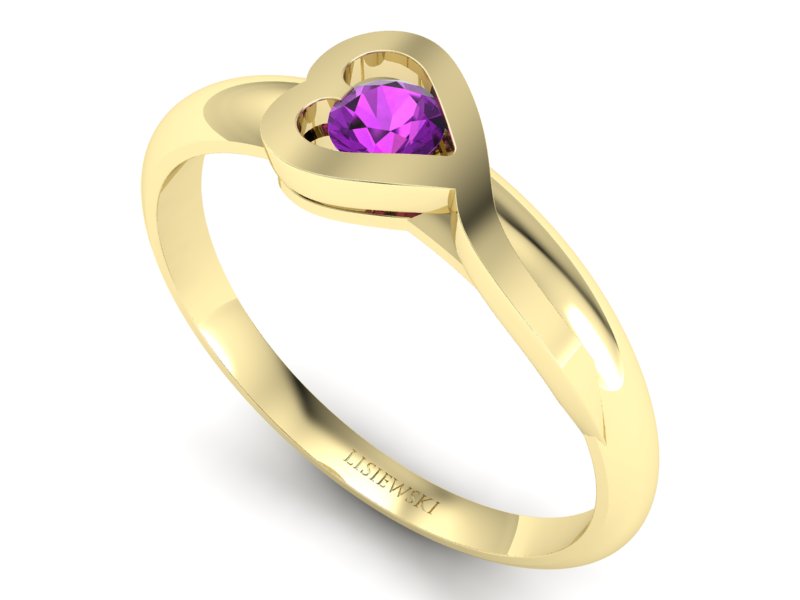 Złoty pierścionek z ametystem żółte złoto - p16178zat - 3