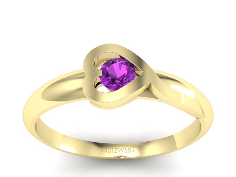 Złoty pierścionek z ametystem żółte złoto - p16178zat - 1