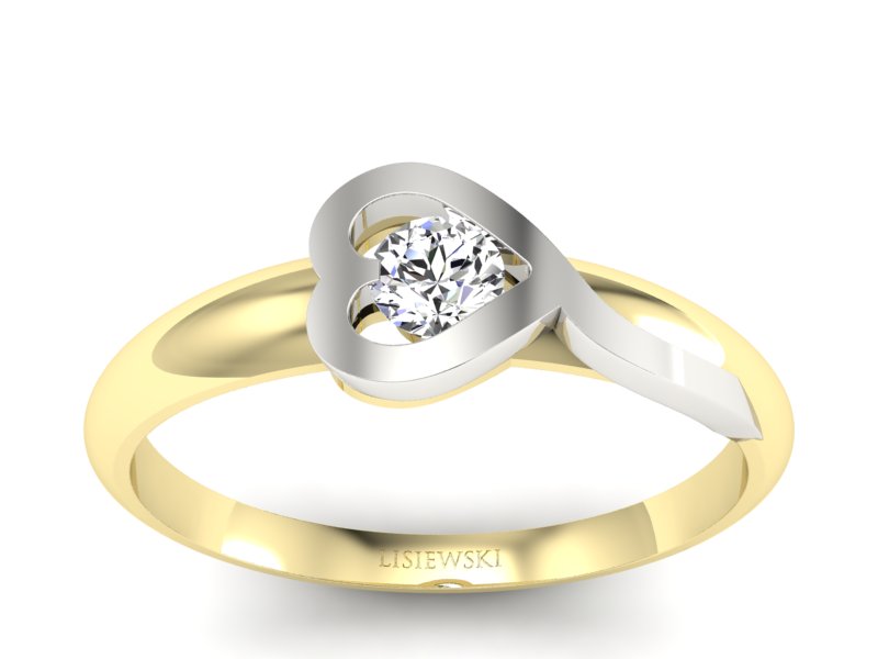 Pierścionek z brylantem żółte i białe złoto - p16178zb - 1