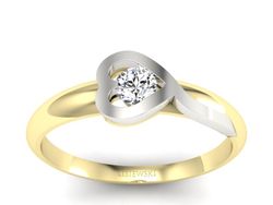 Pierścionek z brylantem żółte i białe złoto - p16178zb
