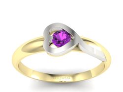 Pierścionek z ametystem żółte i białe złoto - p16178zbat