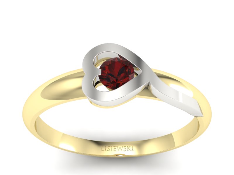 Pierścionek z granatem żółte białe złoto - p16178zbgr - 1