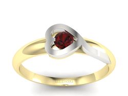 Pierścionek z granatem żółte białe złoto - p16178zbgr