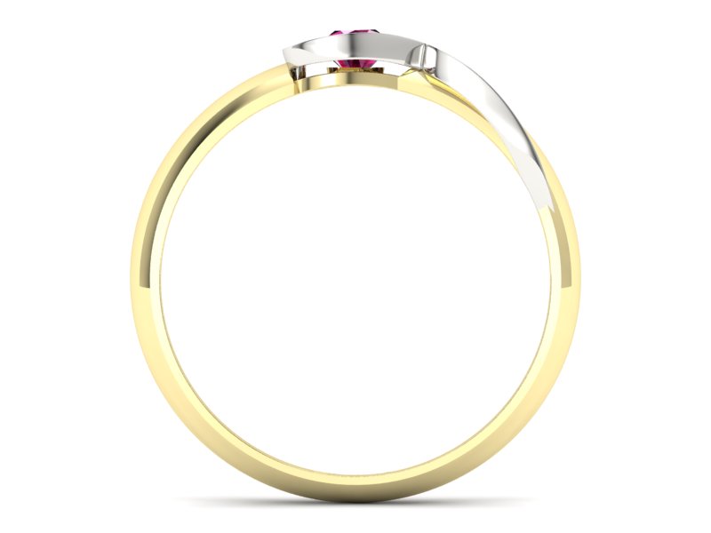 Pierścionek z rubinem żółte białe złoto - p16178zbr - 2