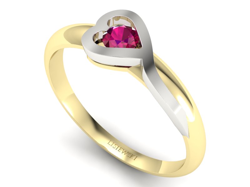 Pierścionek z rubinem żółte białe złoto - p16178zbr - 3