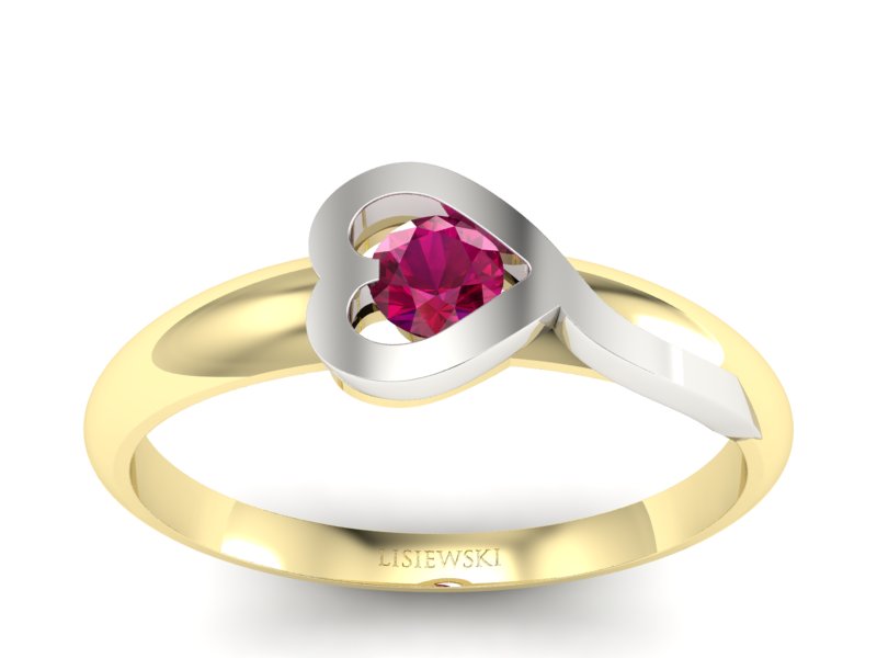 Pierścionek z rubinem żółte białe złoto - p16178zbr - 1