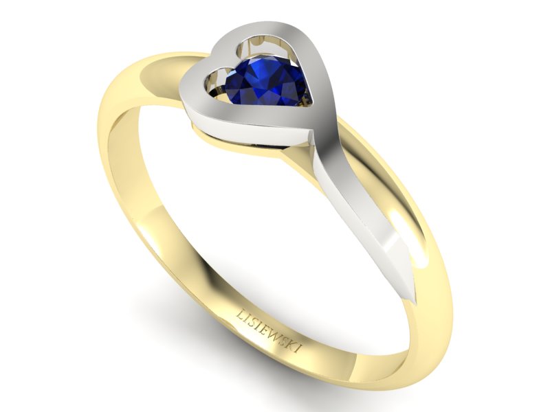 Pierścionek z szafirem żółte białe złoto - p16178zbsz - 3