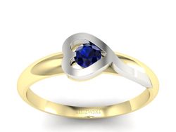 Pierścionek z szafirem żółte białe złoto - p16178zbsz