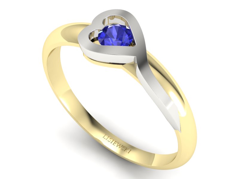 Pierścionek z szafirem żółte białe złoto - p16178zbszc - 3