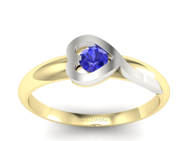 Pierścionek z szafirem żółte białe złoto - p16178zbszc - 1