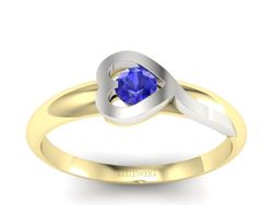 Pierścionek z szafirem żółte białe złoto - p16178zbszc