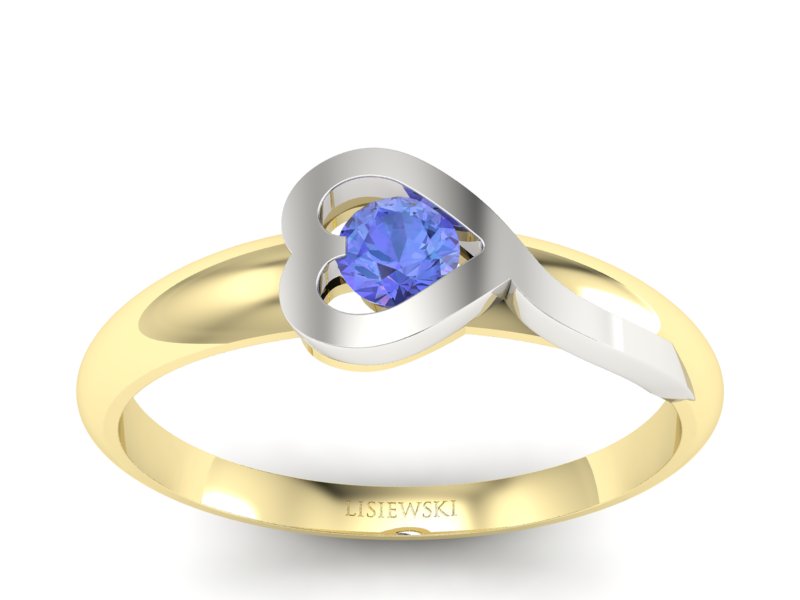 Pierścionek z tanzanitem żółte białe złoto - p16178zbt - 1