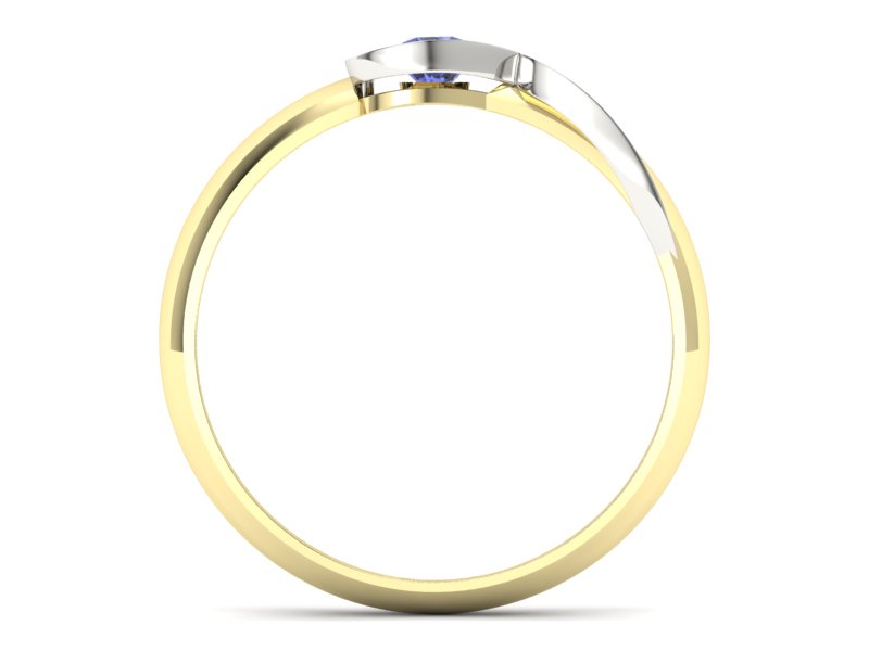 Pierścionek z tanzanitem żółte białe złoto - p16178zbt - 2