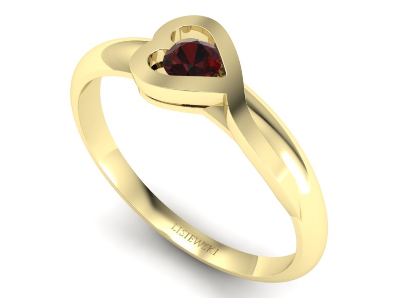 Złoty pierścionek z granatem żółte złoto - p16178zgr - 3
