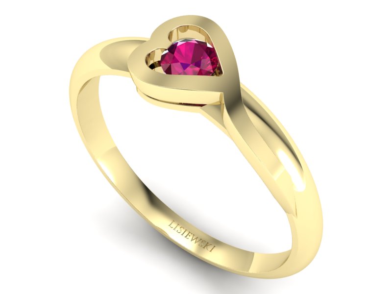 Złoty pierścionek z rubinem żółte złoto - p16178zr - 3