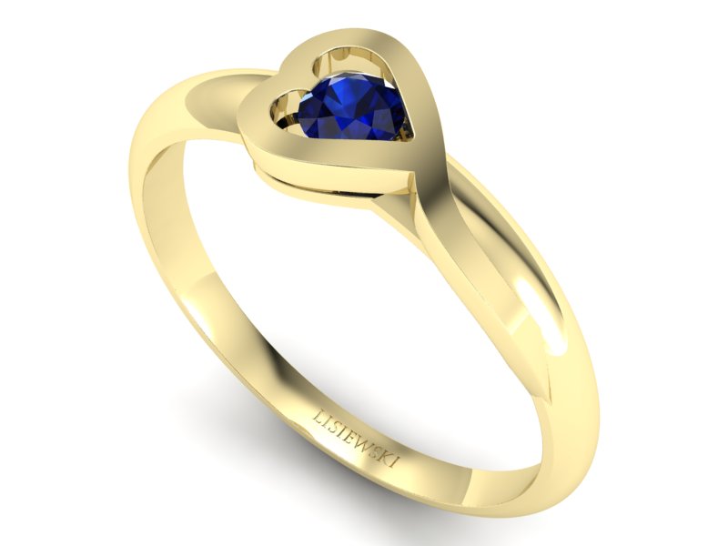 Złoty pierścionek z szafirem żółte złoto - p16178zsz - 3
