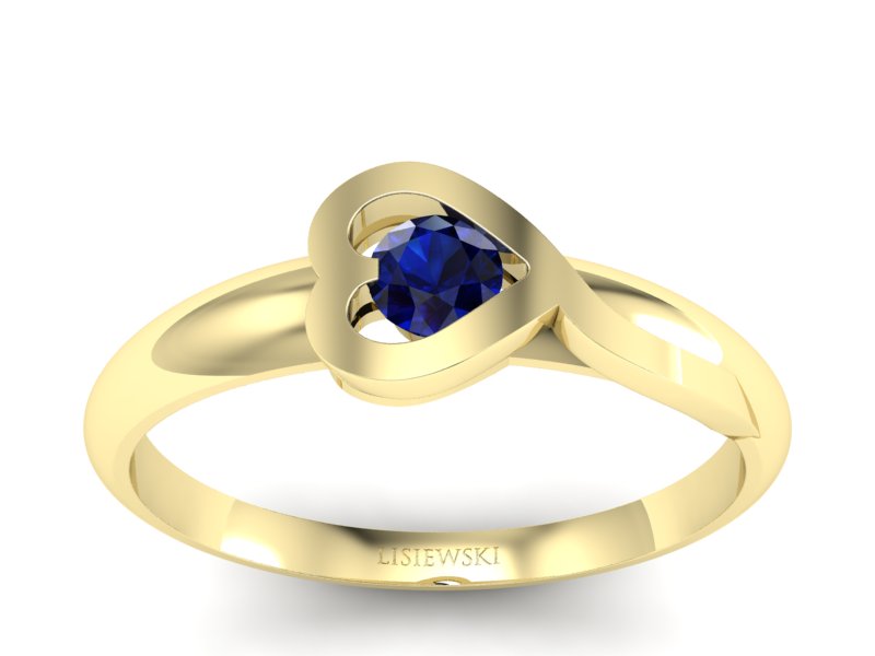 Złoty pierścionek z szafirem żółte złoto - p16178zsz - 1