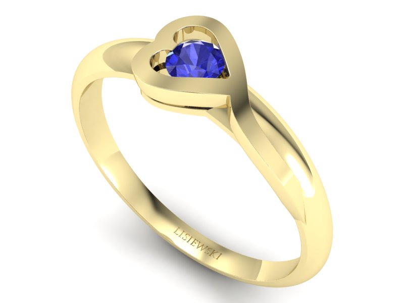 Złoty pierścionek z szafirem żółte złoto szafir - p16178zszc - 3