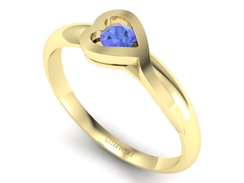 Złoty pierścionek z tanzanitem żółte złoto - p16178zt - 3