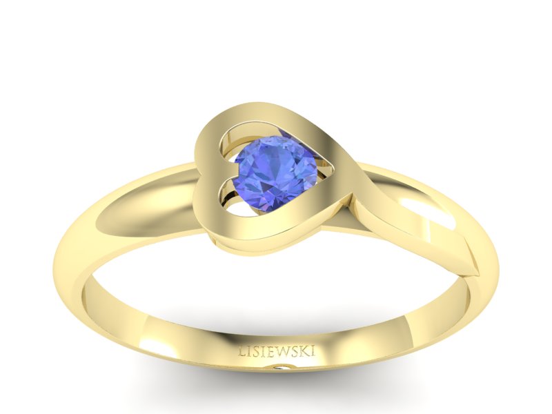 Złoty pierścionek z tanzanitem żółte złoto - p16178zt - 1