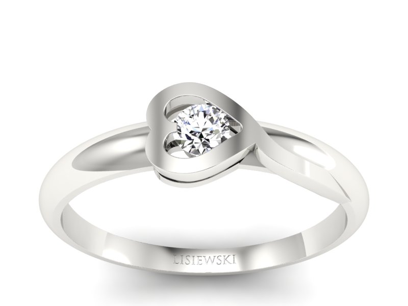 Złoty pierścionek z brylantem białe złoto - p16179b - 1