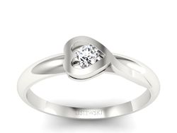 Złoty Pierścionek z brylantem białe złoto 585 - p16179b