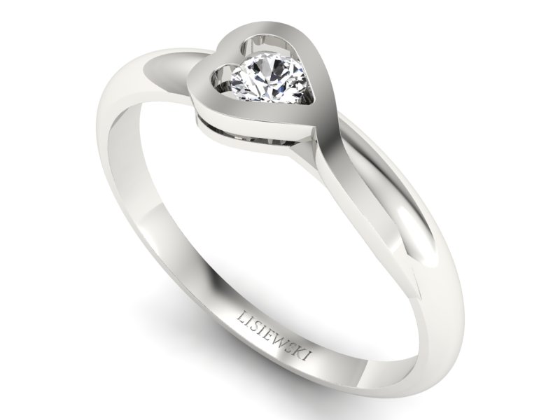 Złoty pierścionek z brylantem białe złoto - p16179b - 3