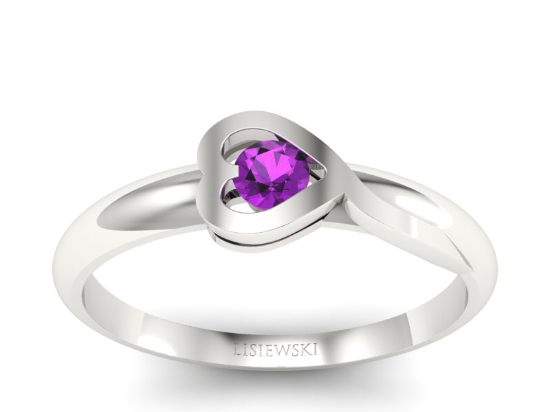 Złoty pierścionek z ametystem białe złoto - p16179bat - 1