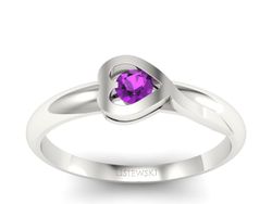 Złoty pierścionek z białego złota z ametystem - p16179bat