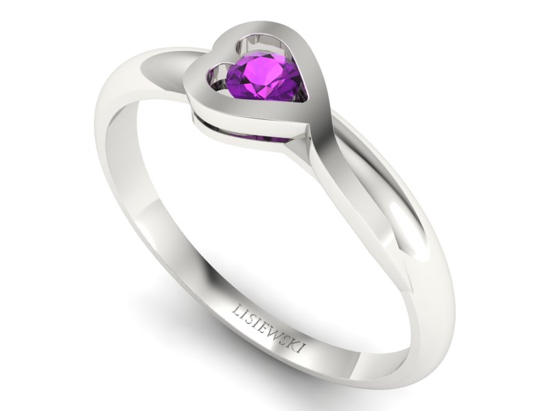 Złoty pierścionek z ametystem białe złoto - p16179bat - 3
