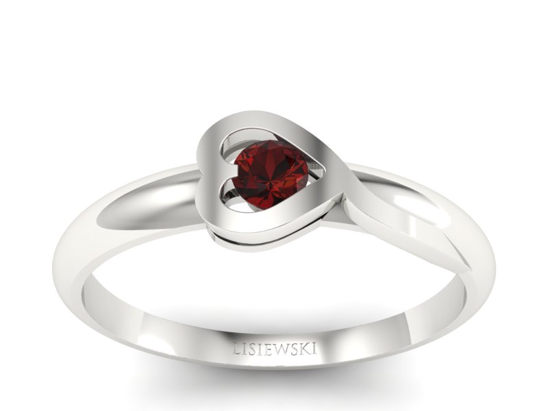 Złoty pierścionek z granatem białe złoto - p16179bgr - 1