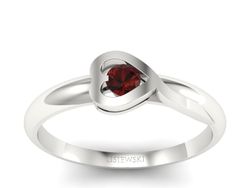 Złoty pierścionek z białego złota z granatem - p16179bgr