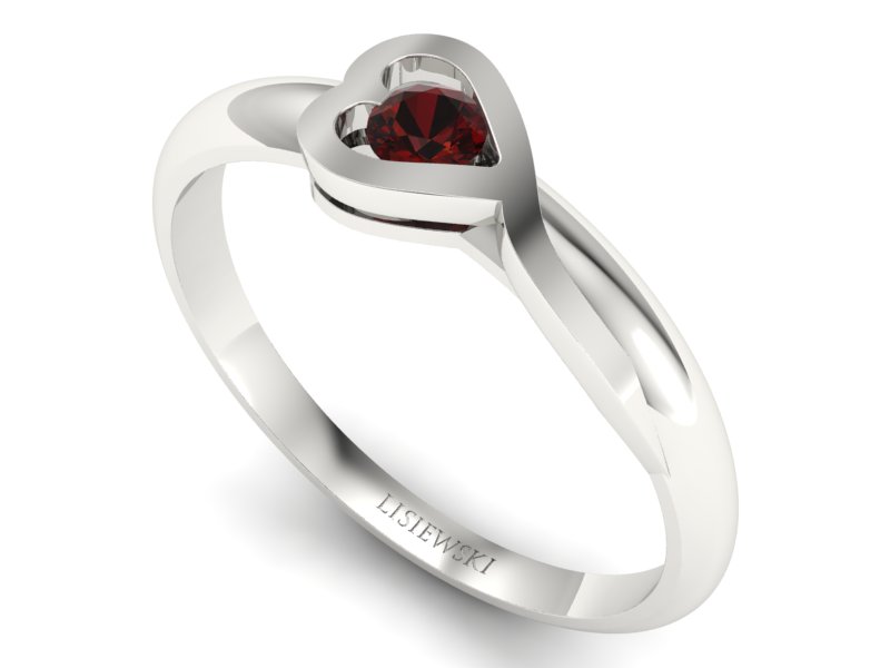 Złoty pierścionek z granatem białe złoto - p16179bgr - 3