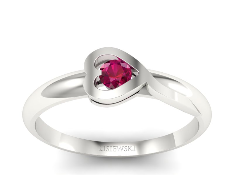 Złoty pierścionek z białego złota z rubinem - p16179br - 1
