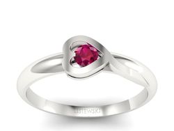 Złoty pierścionek z białego złota z rubinem - p16179br