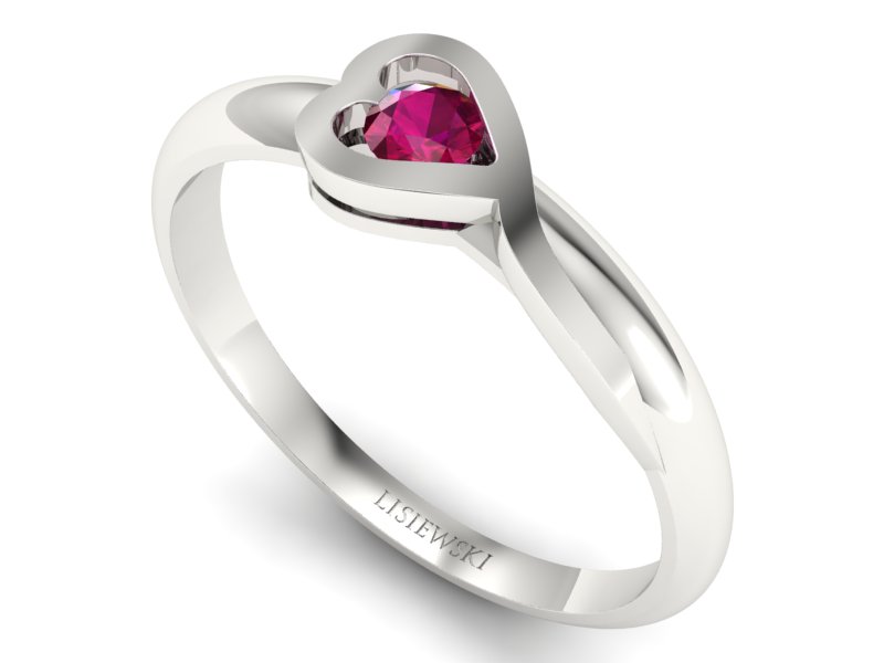 Złoty pierścionek z białego złota z rubinem - p16179br - 3