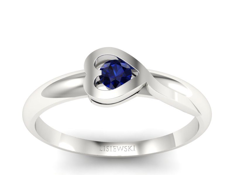 Złoty pierścionek z szafirem w białym złocie - p16179bsz - 1