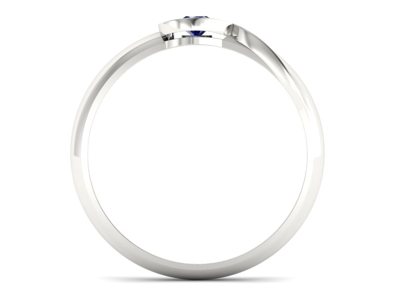 Złoty pierścionek z szafirem w białym złocie - p16179bsz - 2
