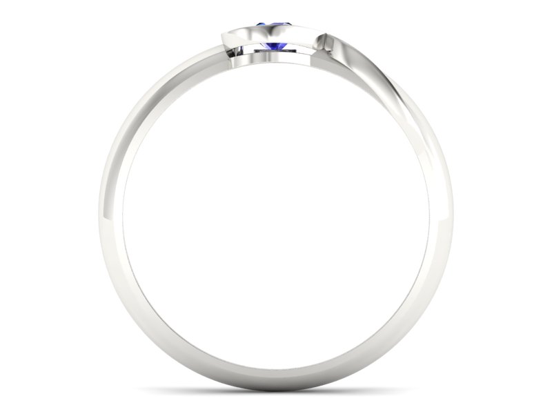 Złoty pierścionek z białego złota z szafirem - p16179bszc - 2