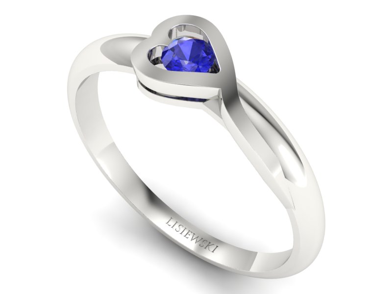 Złoty pierścionek z białego złota z szafirem - p16179bszc - 3