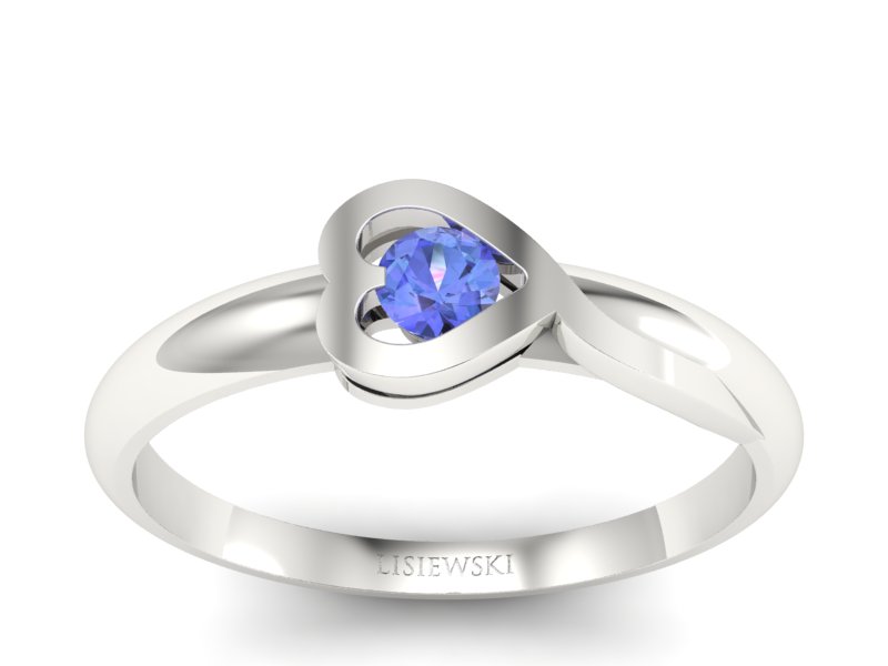 Złoty pierścionek z białego złota z tanzanitem - p16179bt - 1