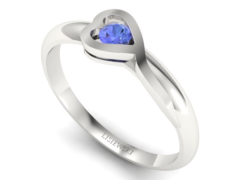 Złoty pierścionek z białego złota z tanzanitem - p16179bt - 3